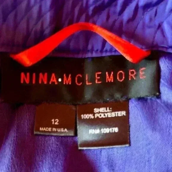 DESIGNER NINA MCLEMORE PURPLE, LIGHTWEIGHT JACKET SIZE 12 - Picture 3 of 3